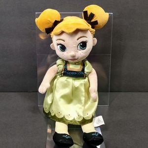 Disney Animators Collection 14"t Frozen Anna Plush Doll Redish Hair Green Dress